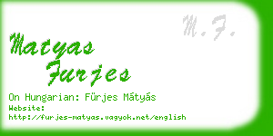matyas furjes business card